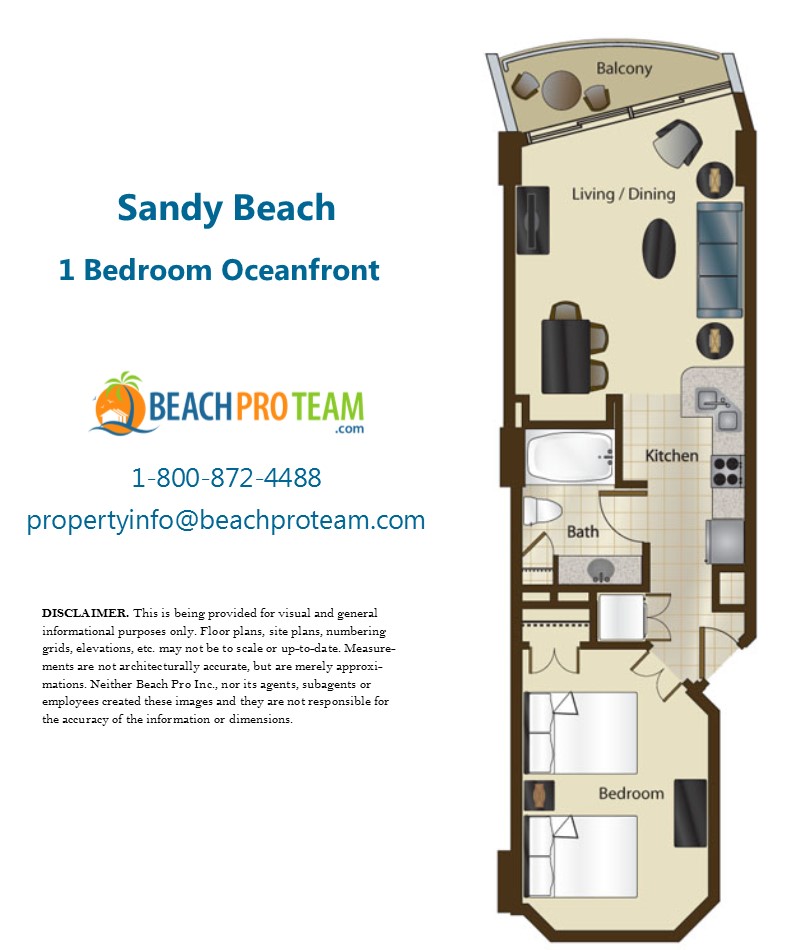 Sandy Beach Resort II Floor Plan D - 1 Bedroom Oceanfront